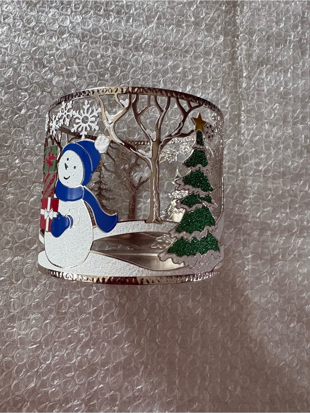 Bath & Body Works Holiday Snowman Scene 3-wick candle holder